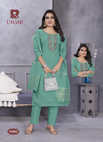 Umami Raashi Roman Silk Readymade Pant Style Suits Wholesaler Gujarat