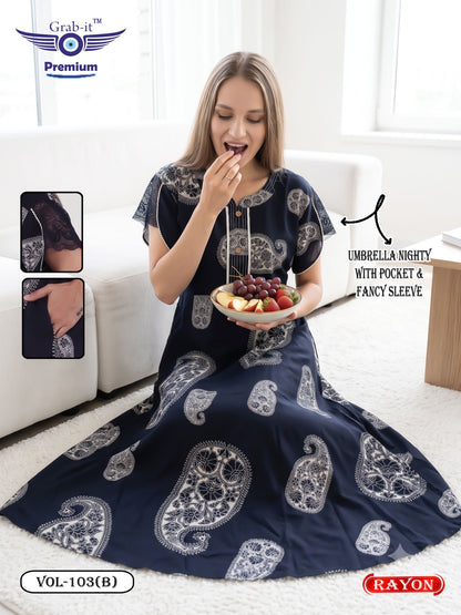 Umbrella Ghagri 070926 Grab It Rayon Night Gowns Wholesale Rate