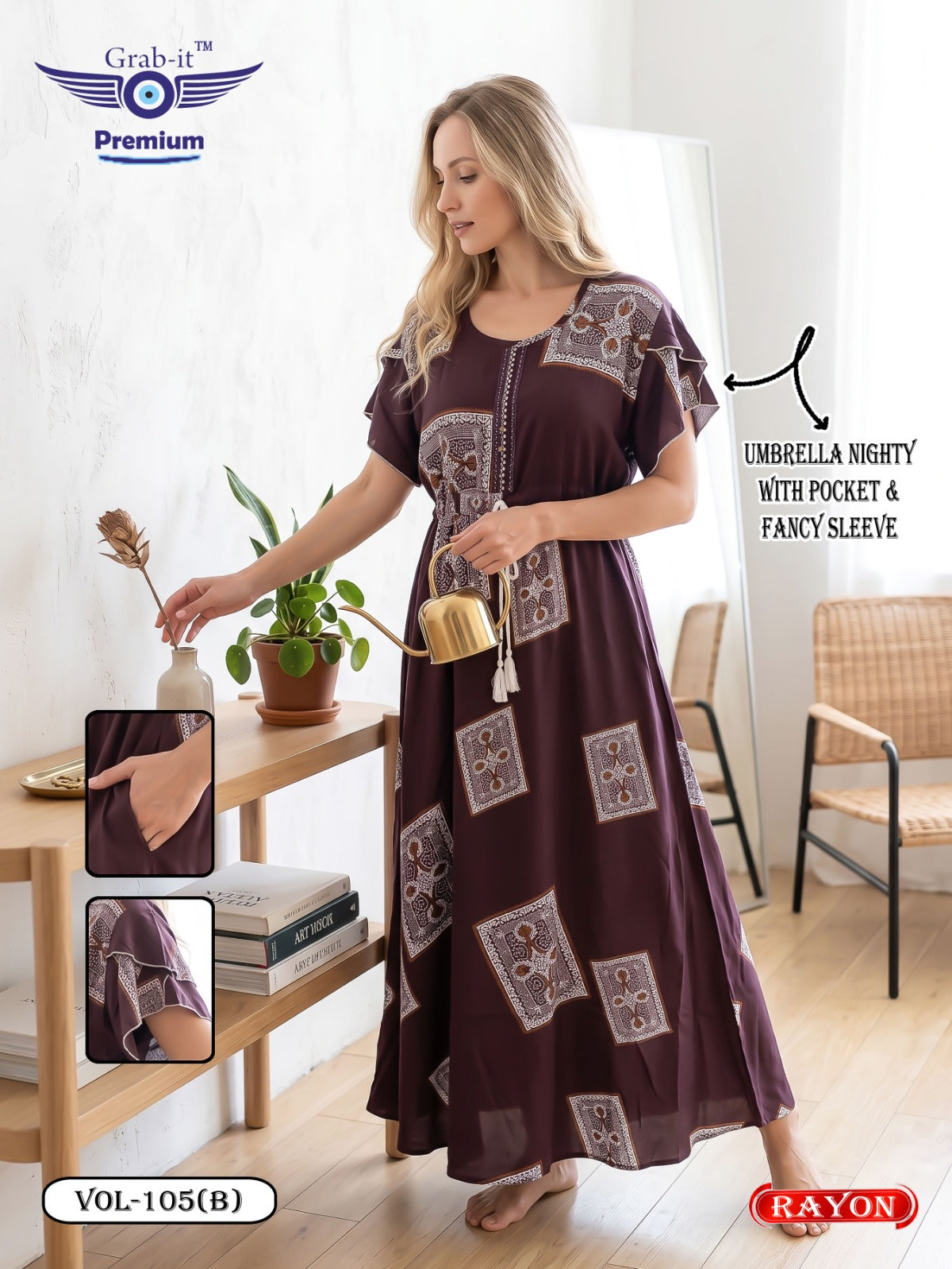 Umbrella Ghagri 070926 Grab It Rayon Night Gowns Wholesale Rate