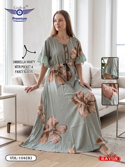 Umbrella Ghagri 070926 Grab It Rayon Night Gowns Wholesale Rate