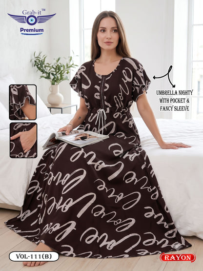 Umbrella Ghagri 070926 Grab It Rayon Night Gowns Wholesale Rate