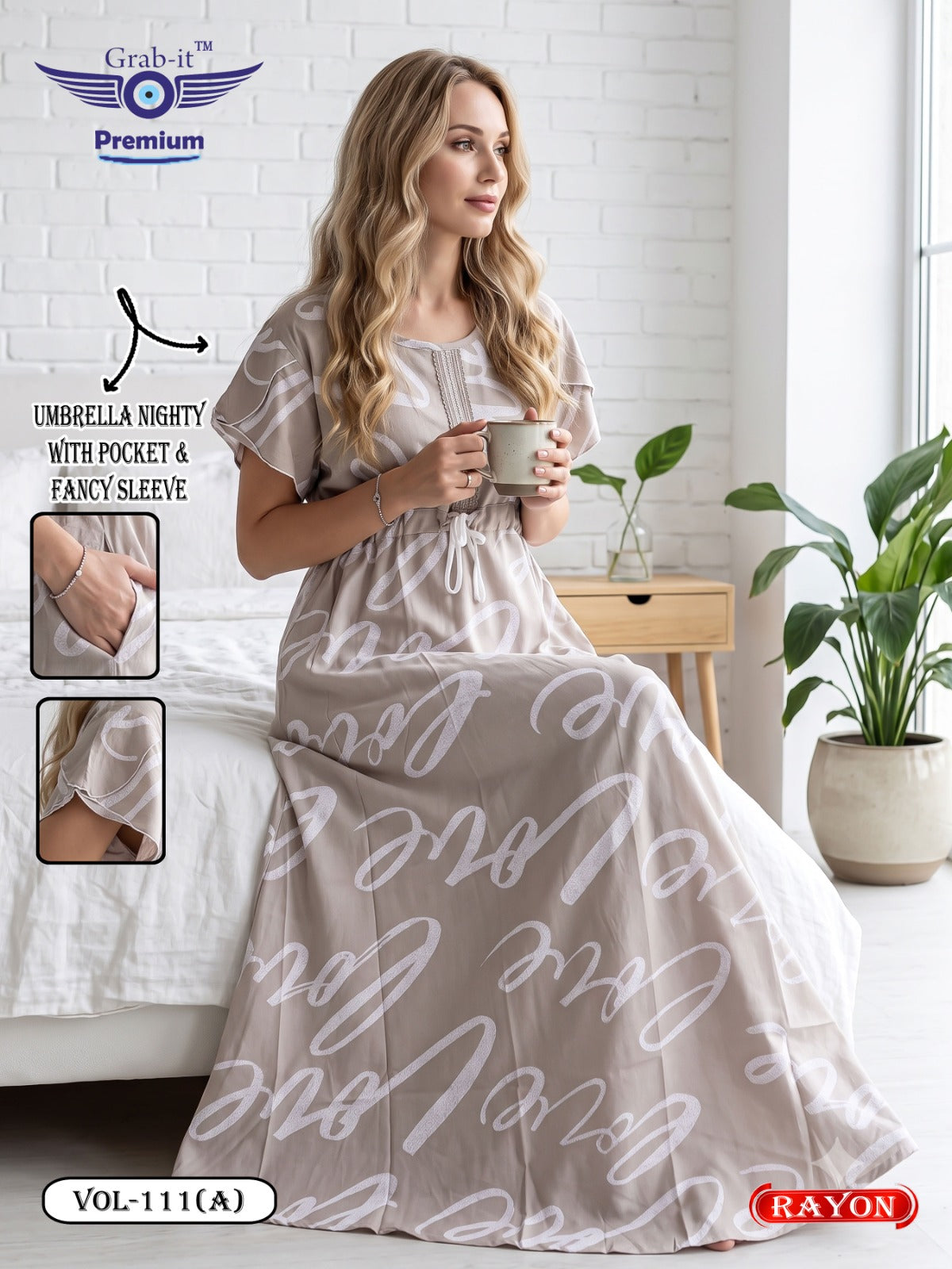 Umbrella Ghagri 070926 Grab It Rayon Night Gowns Wholesale Rate