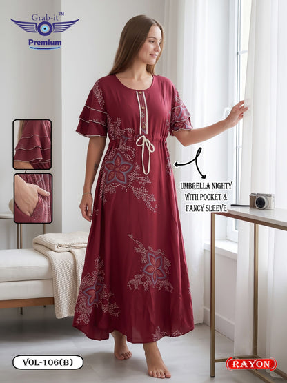 Umbrella Ghagri 070926 Grab It Rayon Night Gowns Wholesale Rate
