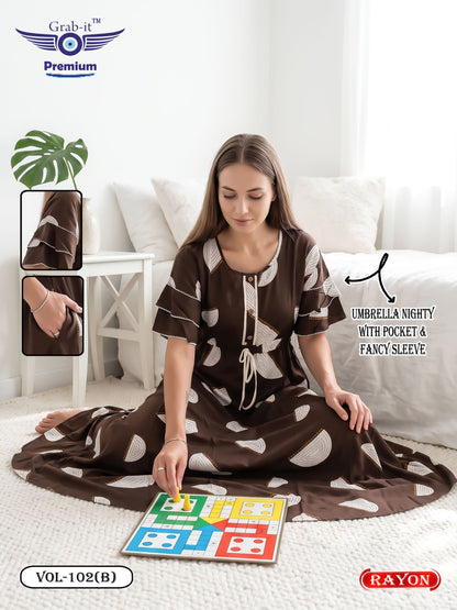 Umbrella Ghagri 070926 Grab It Rayon Night Gowns Wholesale Rate