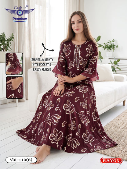 Umbrella Ghagri 070926 Grab It Rayon Night Gowns Wholesale Rate