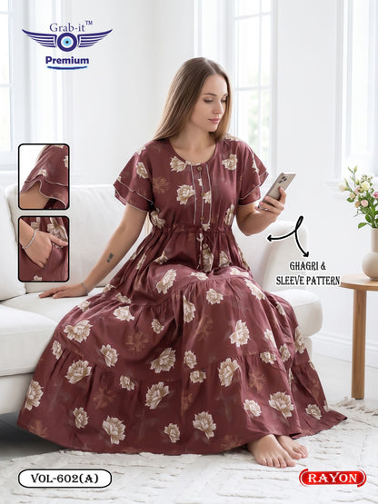 Umbrella Ghagri 070926 Grab It Rayon Night Gowns Wholesale Rate