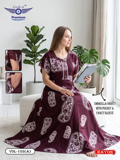 Umbrella Ghagri 070926 Grab It Rayon Night Gowns Wholesale Rate