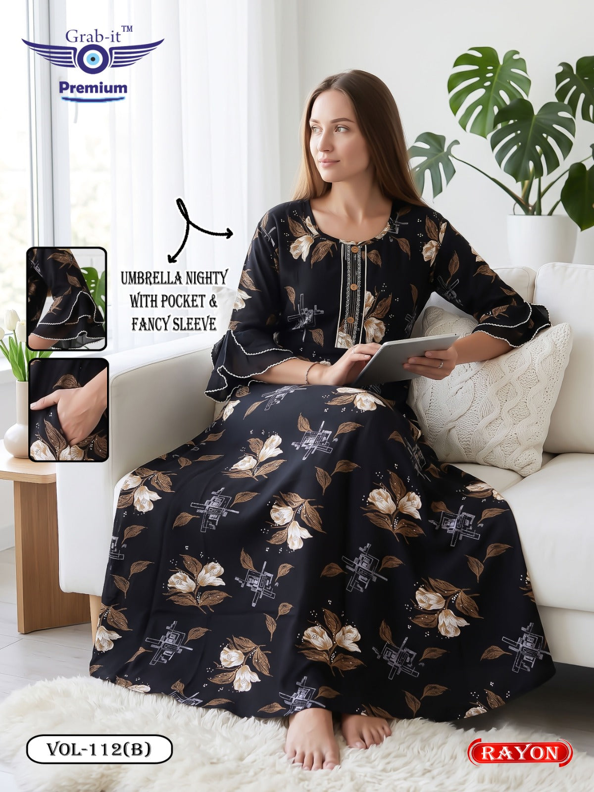 Umbrella Ghagri 070926 Grab It Rayon Night Gowns Wholesale Rate