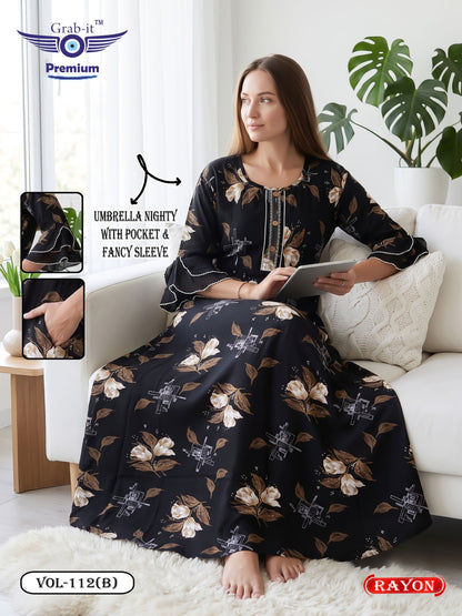Umbrella Ghagri 070926 Grab It Rayon Night Gowns Wholesale Rate