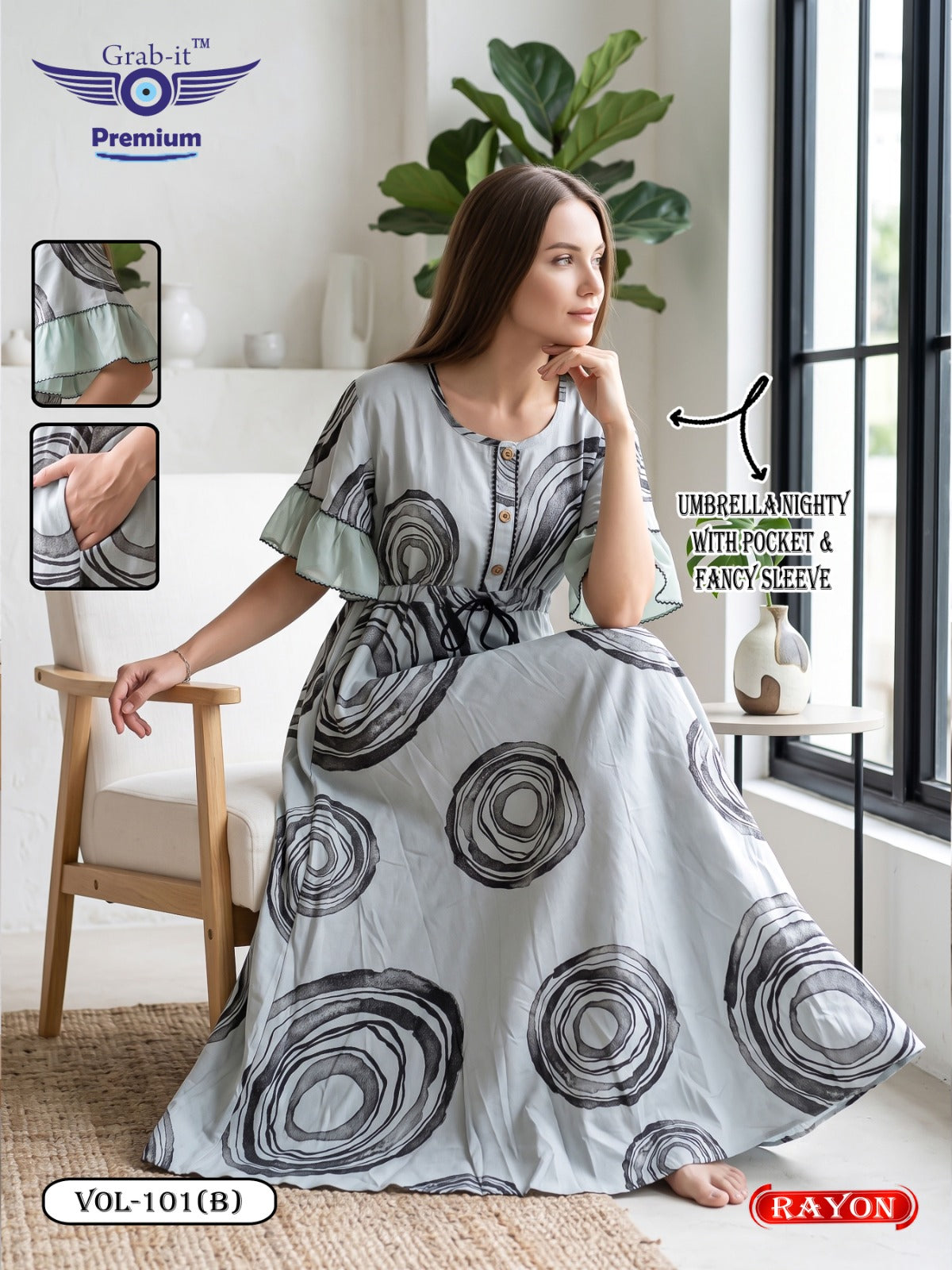 Umbrella Ghagri 070926 Grab It Rayon Night Gowns Wholesale Rate