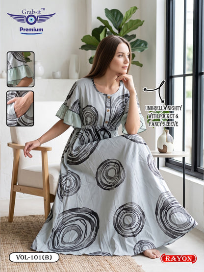 Umbrella Ghagri 070926 Grab It Rayon Night Gowns Wholesale Rate