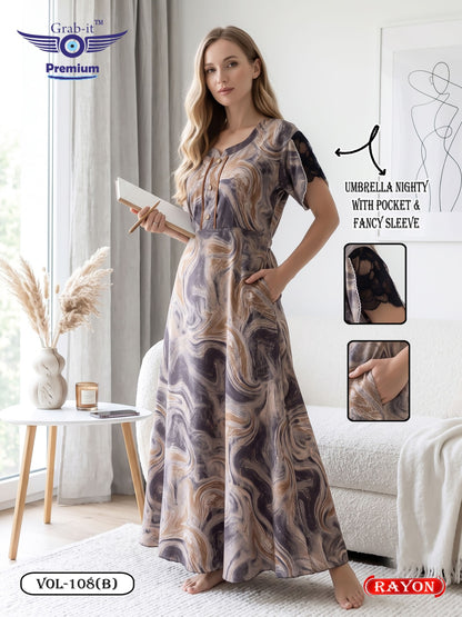 Umbrella Ghagri 070926 Grab It Rayon Night Gowns Wholesale Rate