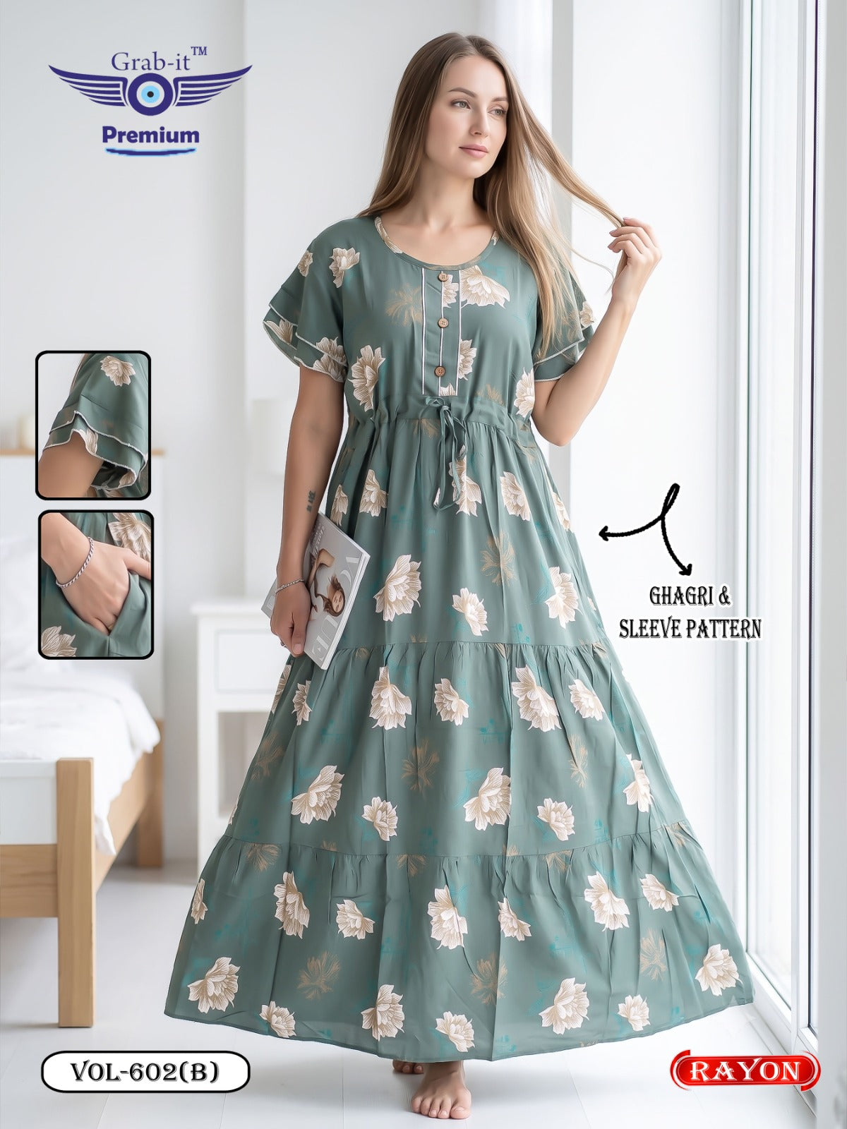 Umbrella Ghagri 070926 Grab It Rayon Night Gowns Wholesale Rate