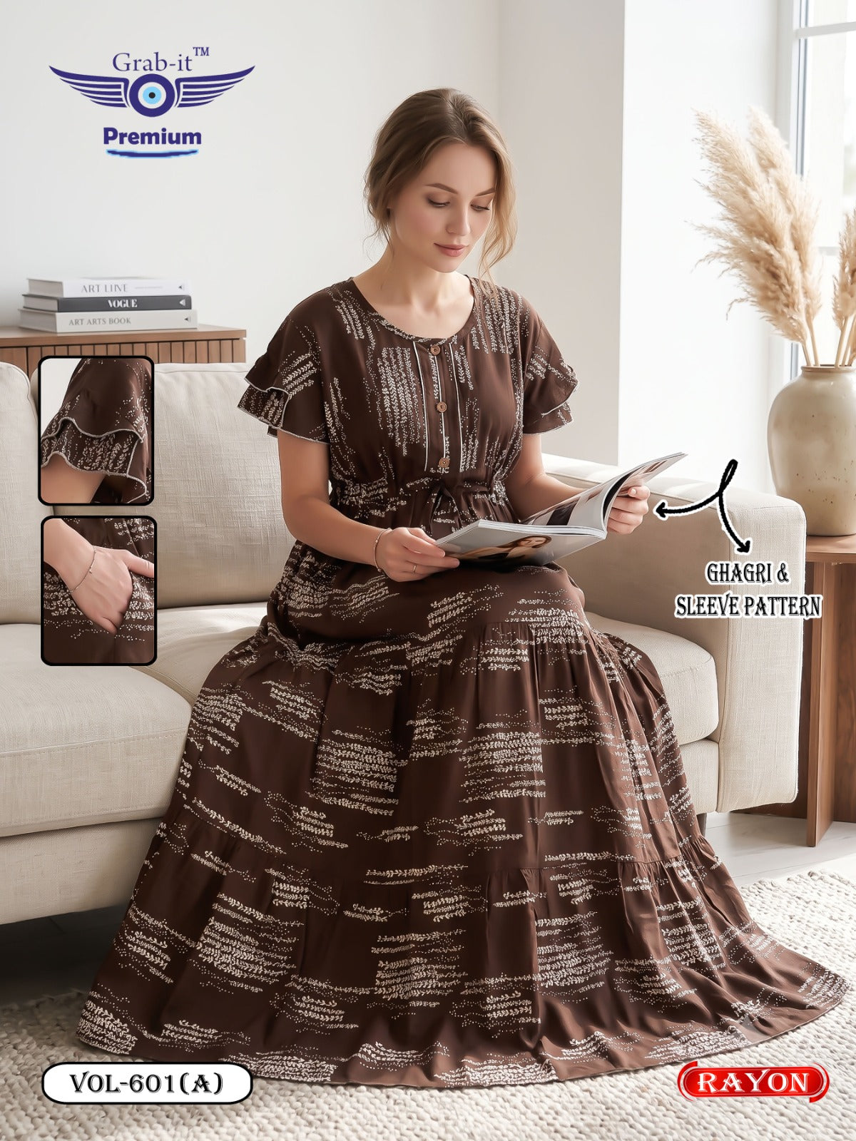 Umbrella Ghagri 070926 Grab It Rayon Night Gowns Wholesale Rate