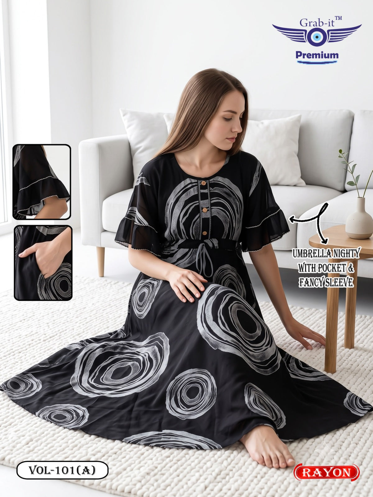 Umbrella Ghagri 070926 Grab It Rayon Night Gowns Wholesale Rate