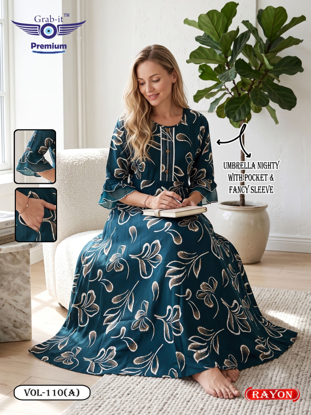 Umbrella Ghagri 070926 Grab It Rayon Night Gowns Wholesale Rate