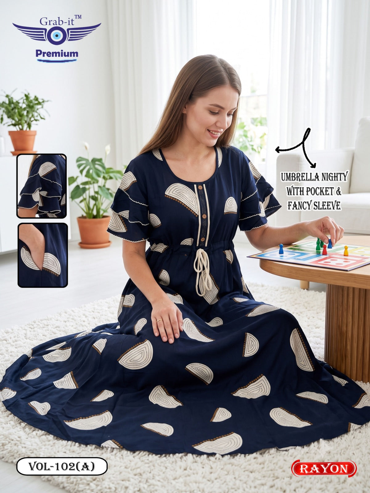 Umbrella Ghagri 070926 Grab It Rayon Night Gowns Wholesale Rate