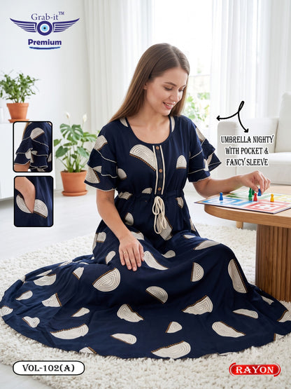 Umbrella Ghagri 070926 Grab It Rayon Night Gowns Wholesale Rate