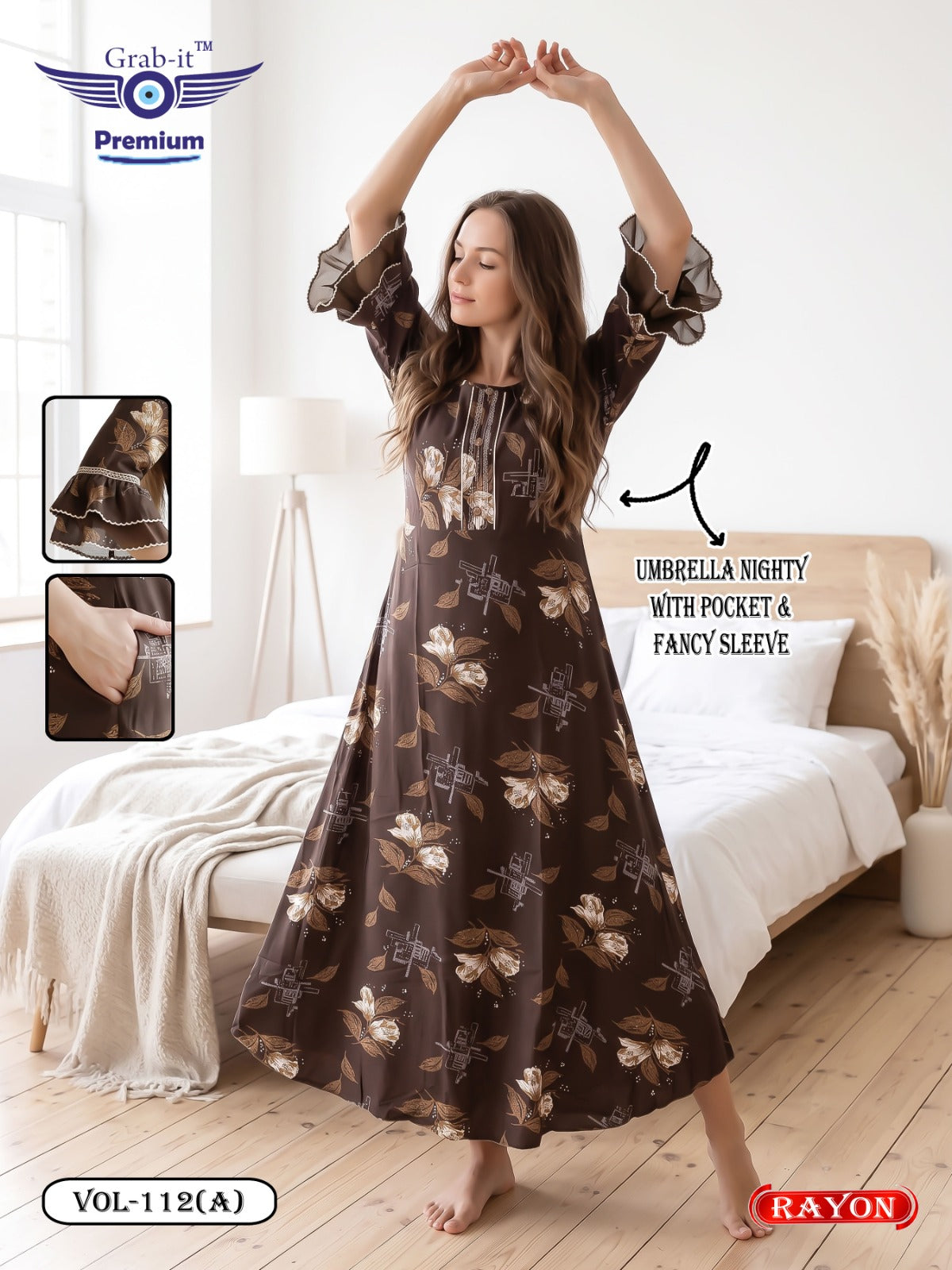 Umbrella Ghagri 070926 Grab It Rayon Night Gowns Wholesale Rate