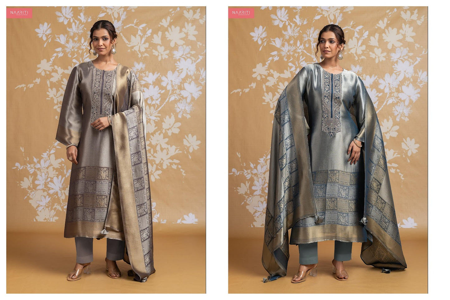 Uneet Naariti Silk Pant Style Suits Wholesaler India