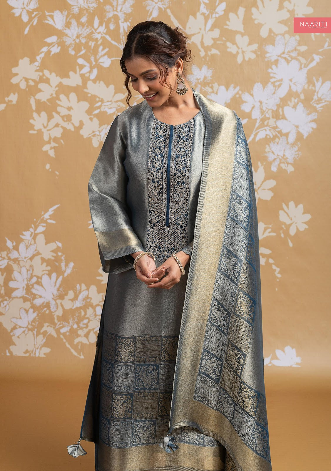 Uneet Naariti Silk Pant Style Suits Wholesaler India