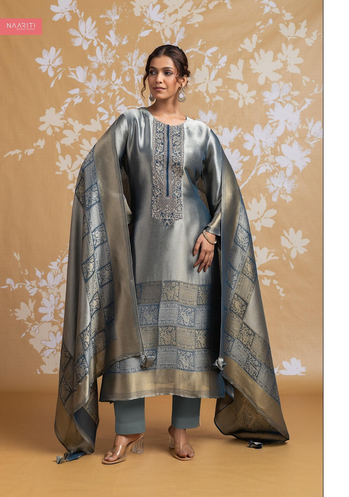 Uneet Naariti Silk Pant Style Suits Wholesaler India