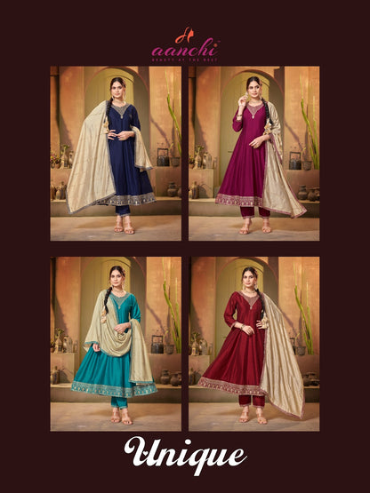 Unique Aanchi Vichitra Silk Readymade Anarkali Suits Wholesaler Gujarat