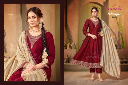 Unique Aanchi Vichitra Silk Readymade Anarkali Suits Wholesaler Gujarat