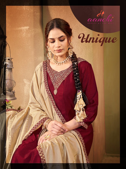 Unique Aanchi Vichitra Silk Readymade Anarkali Suits Wholesaler Gujarat