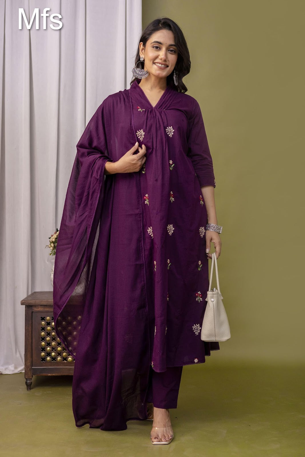 Unique Pattern Mfs 10 Colours Readymade Cotton Pant Suits Wholesaler