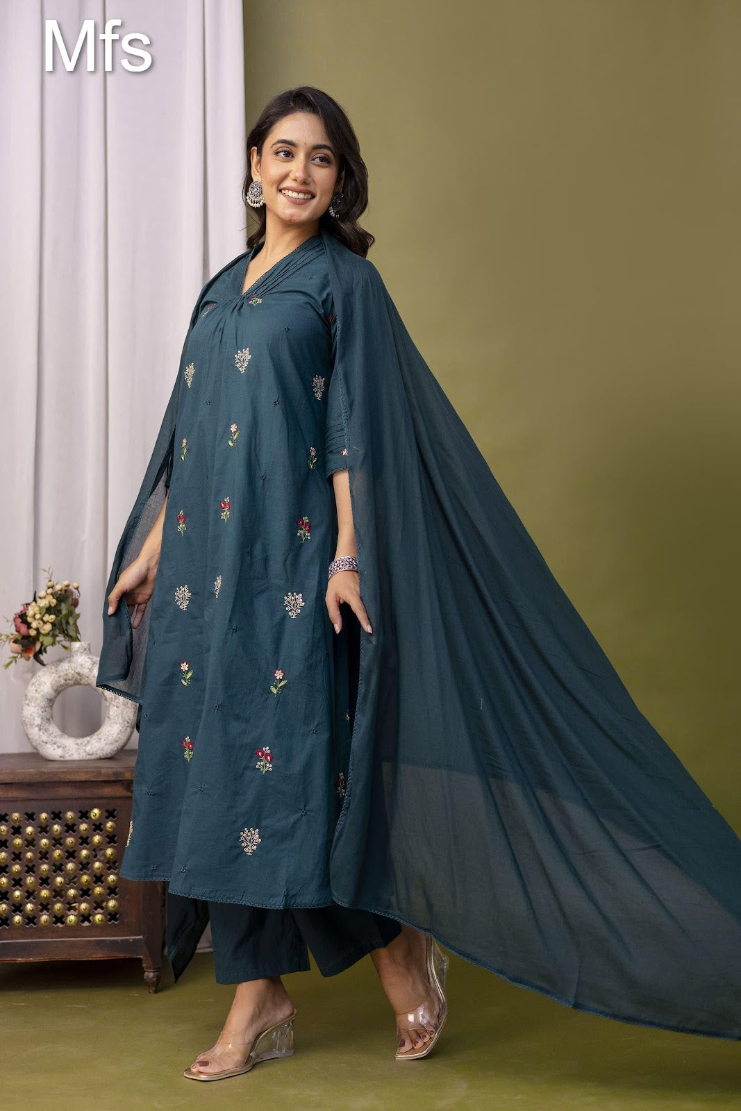 Unique Pattern Mfs 10 Colours Readymade Cotton Pant Suits Wholesaler