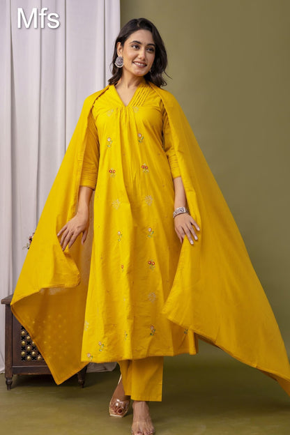 Unique Pattern Mfs 10 Colours Readymade Cotton Pant Suits Wholesaler