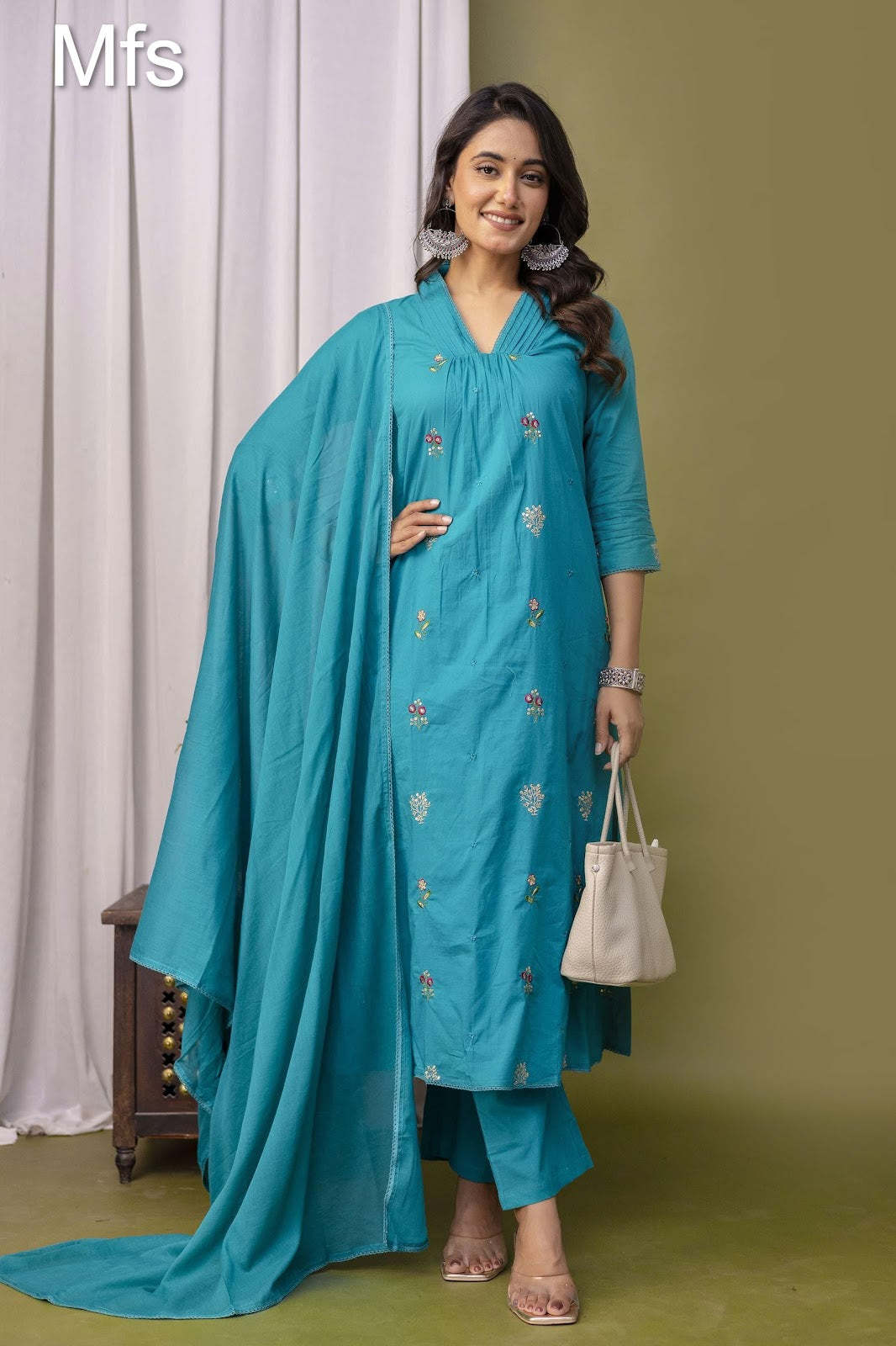 Unique Pattern Mfs 10 Colours Readymade Cotton Pant Suits Wholesaler