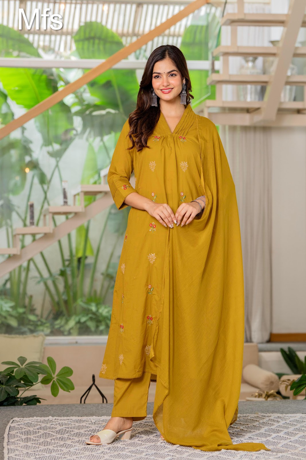 Unique Pattern Mfs 10 Colours Readymade Cotton Pant Suits Wholesaler