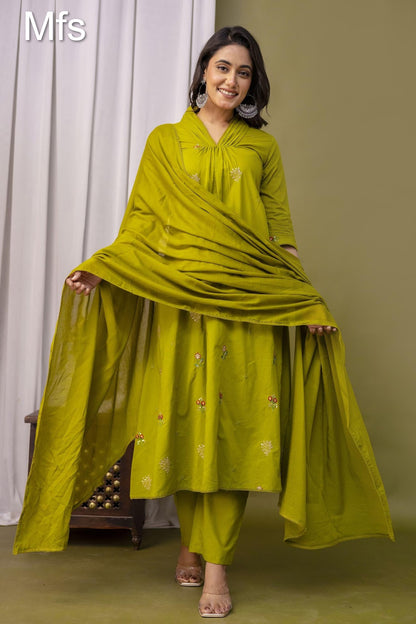 Unique Pattern Mfs 10 Colours Readymade Cotton Pant Suits Wholesaler