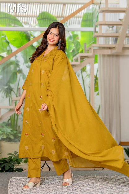 Unique Pattern Mfs 10 Colours Readymade Cotton Pant Suits Wholesaler