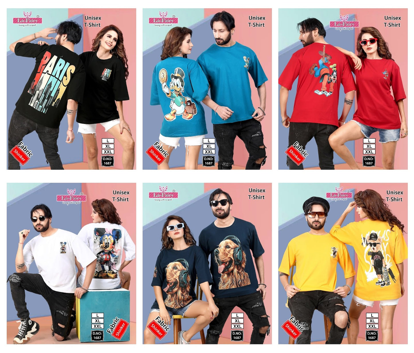 Unisex Oversize Design 1687 La Fairy Hosiery Mens Tshirts Supplier Gujarat