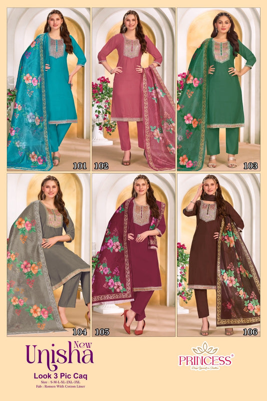 Unisha Princess Creation Roman Readymade Pant Style Suits Manufacturer India