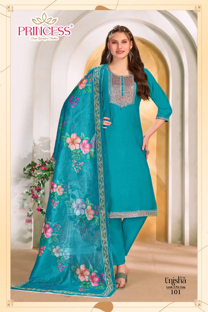 Unisha Princess Creation Roman Readymade Pant Style Suits Manufacturer India