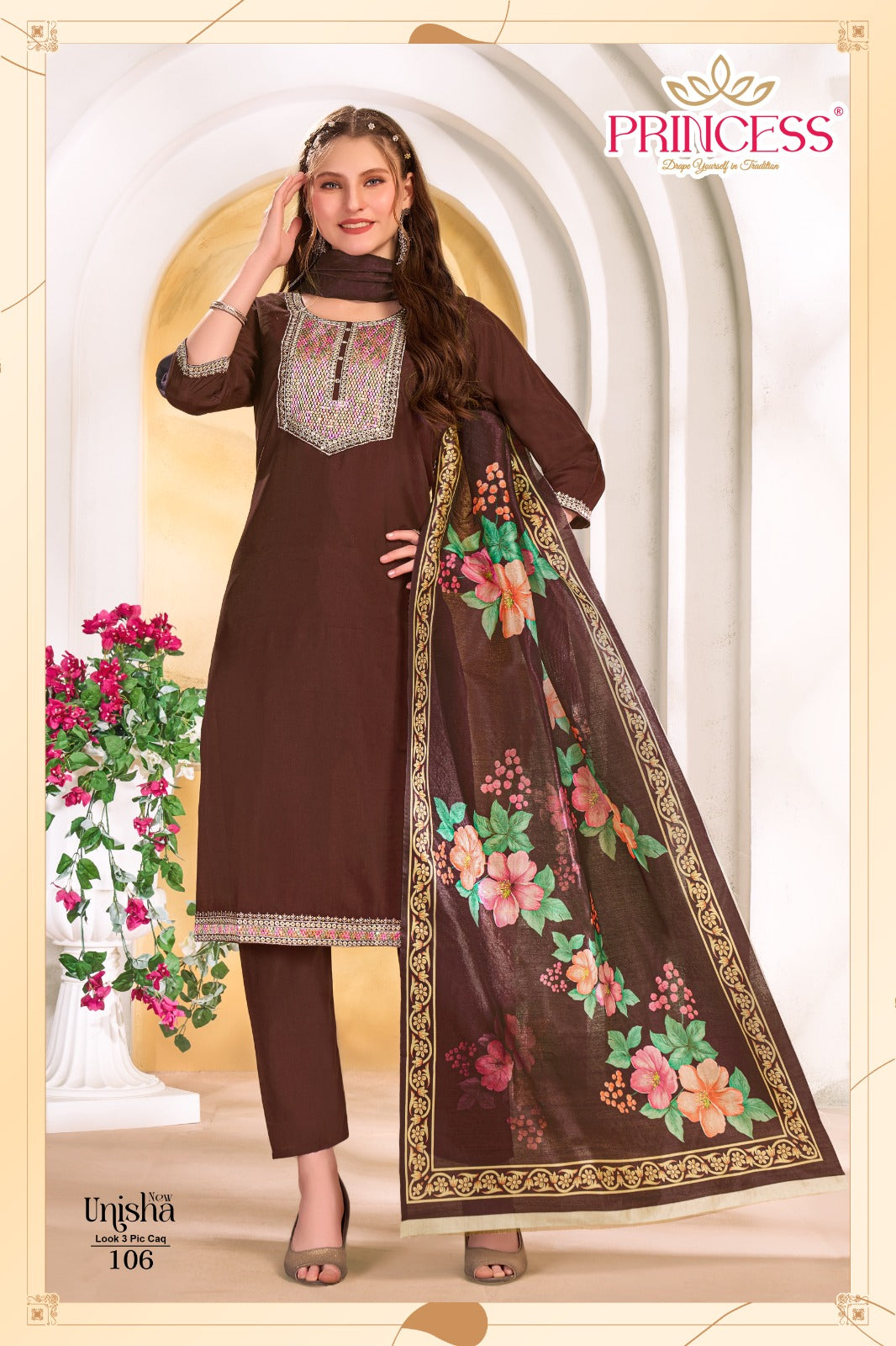 Unisha Princess Creation Roman Readymade Pant Style Suits Manufacturer India