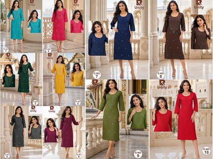 Unity Raashi Rayon Long Straight Kurti Supplier Ahmedabad