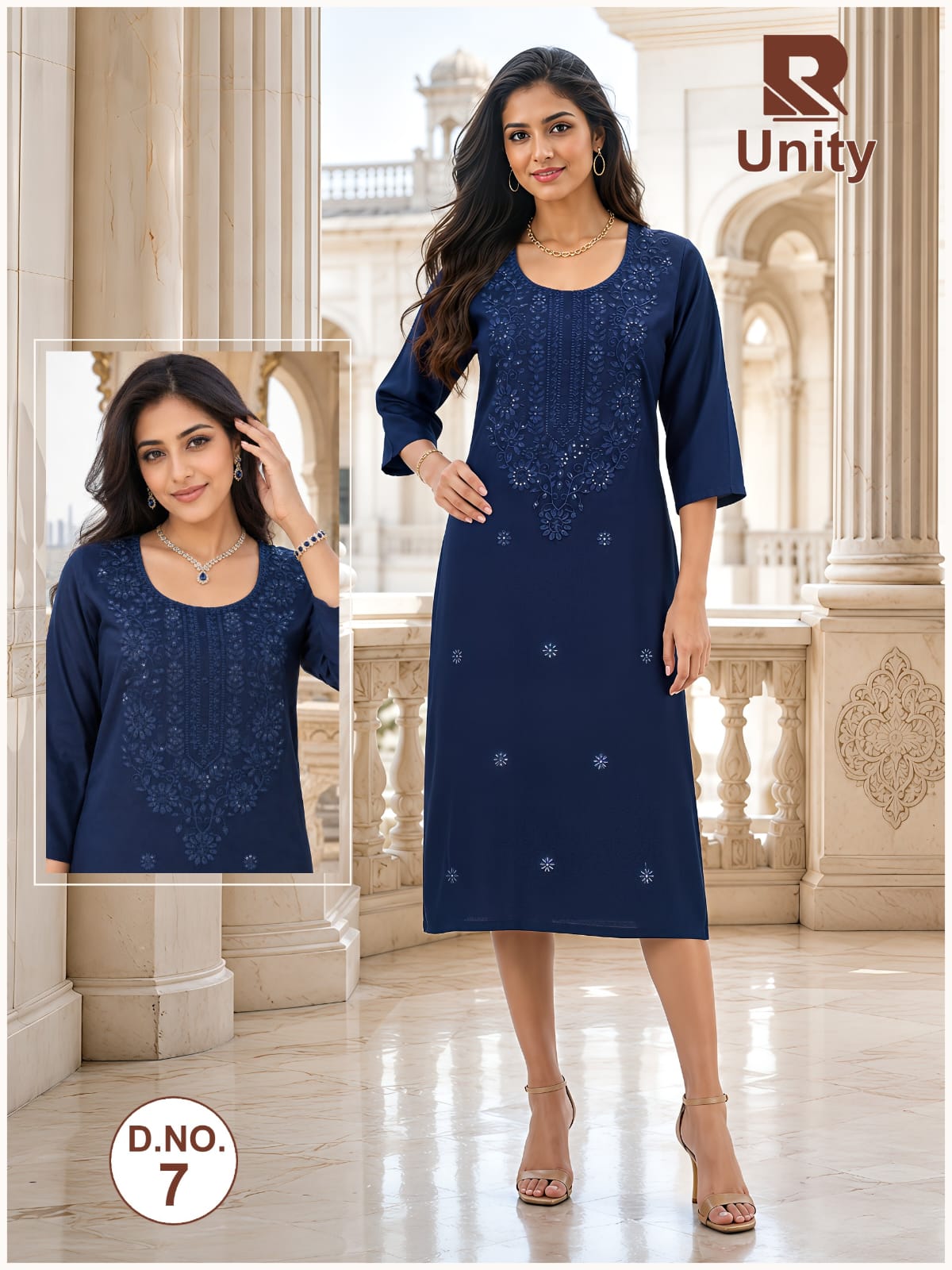Unity Raashi Rayon Long Straight Kurti Supplier Ahmedabad