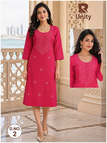 Unity Raashi Rayon Long Straight Kurti Supplier Ahmedabad
