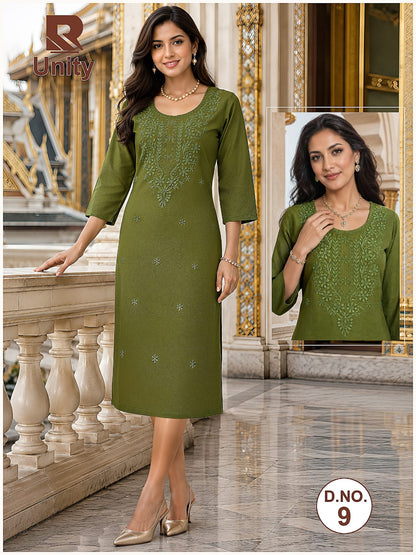Unity Raashi Rayon Long Straight Kurti Supplier Ahmedabad