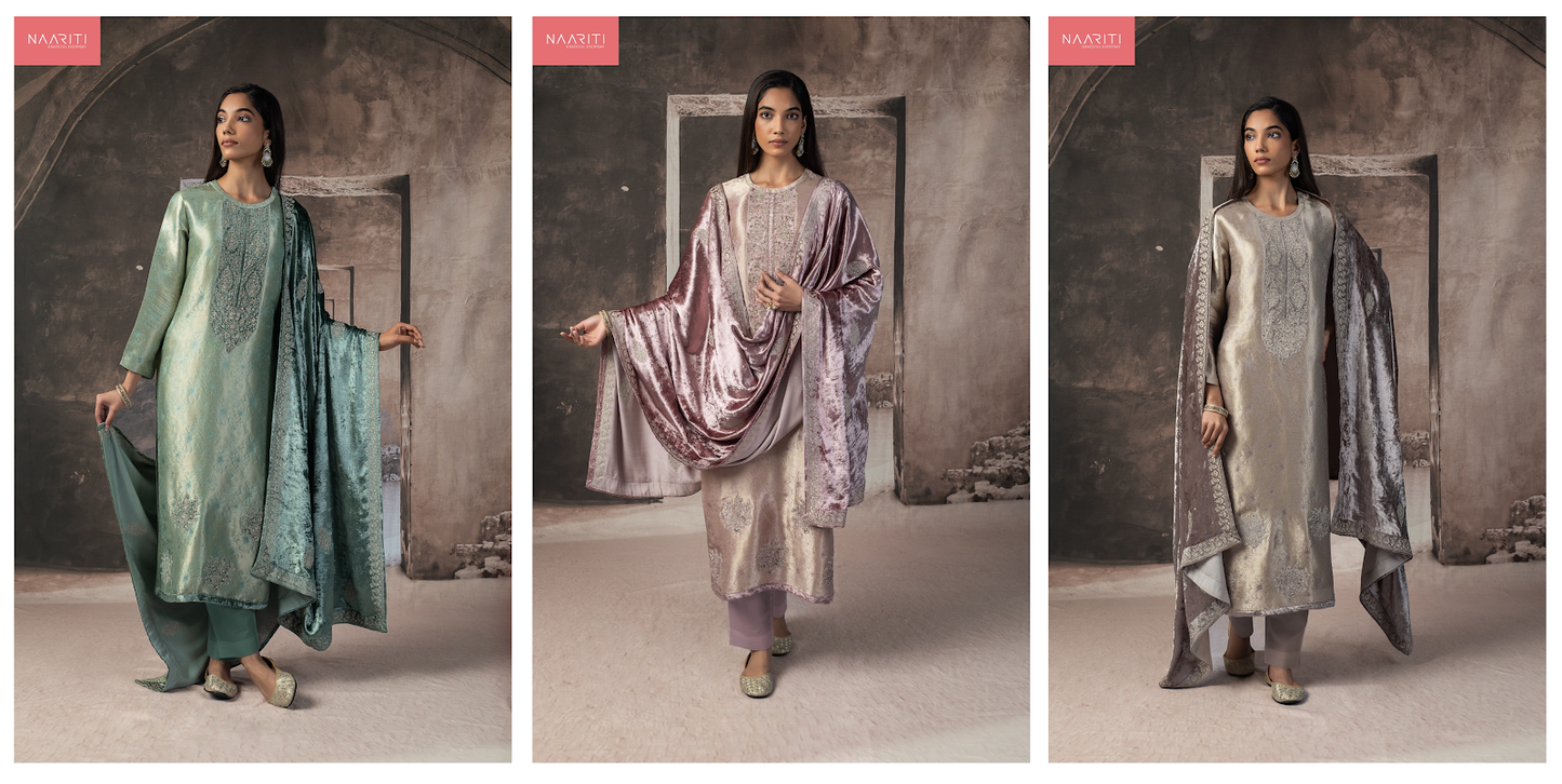 Unshi Naariti Pure Silk Velvet Suits Supplier Ahmedabad