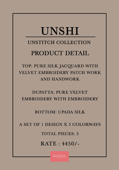 Unshi Naariti Pure Silk Velvet Suits Supplier Ahmedabad