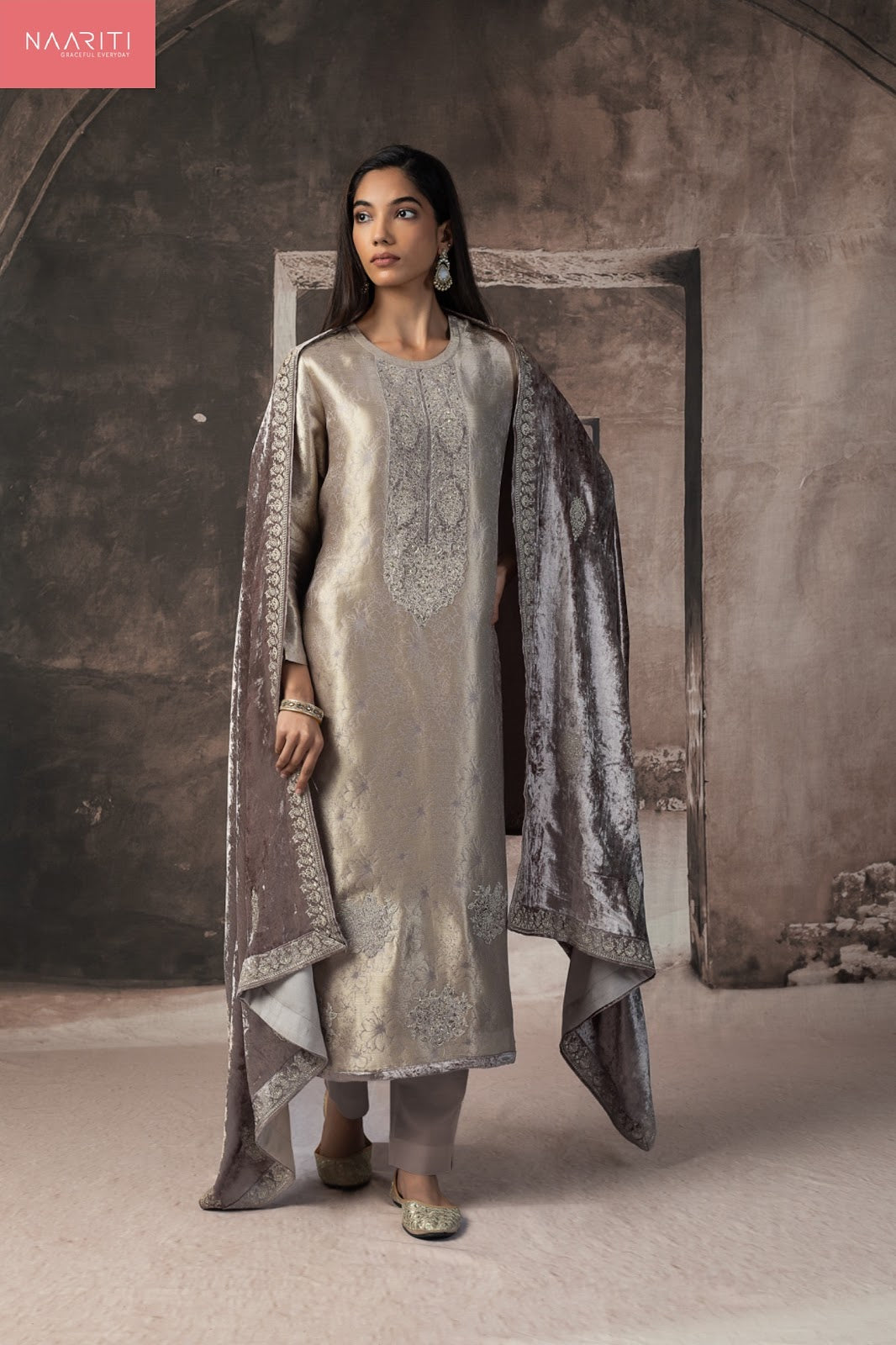 Unshi Naariti Pure Silk Velvet Suits Supplier Ahmedabad
