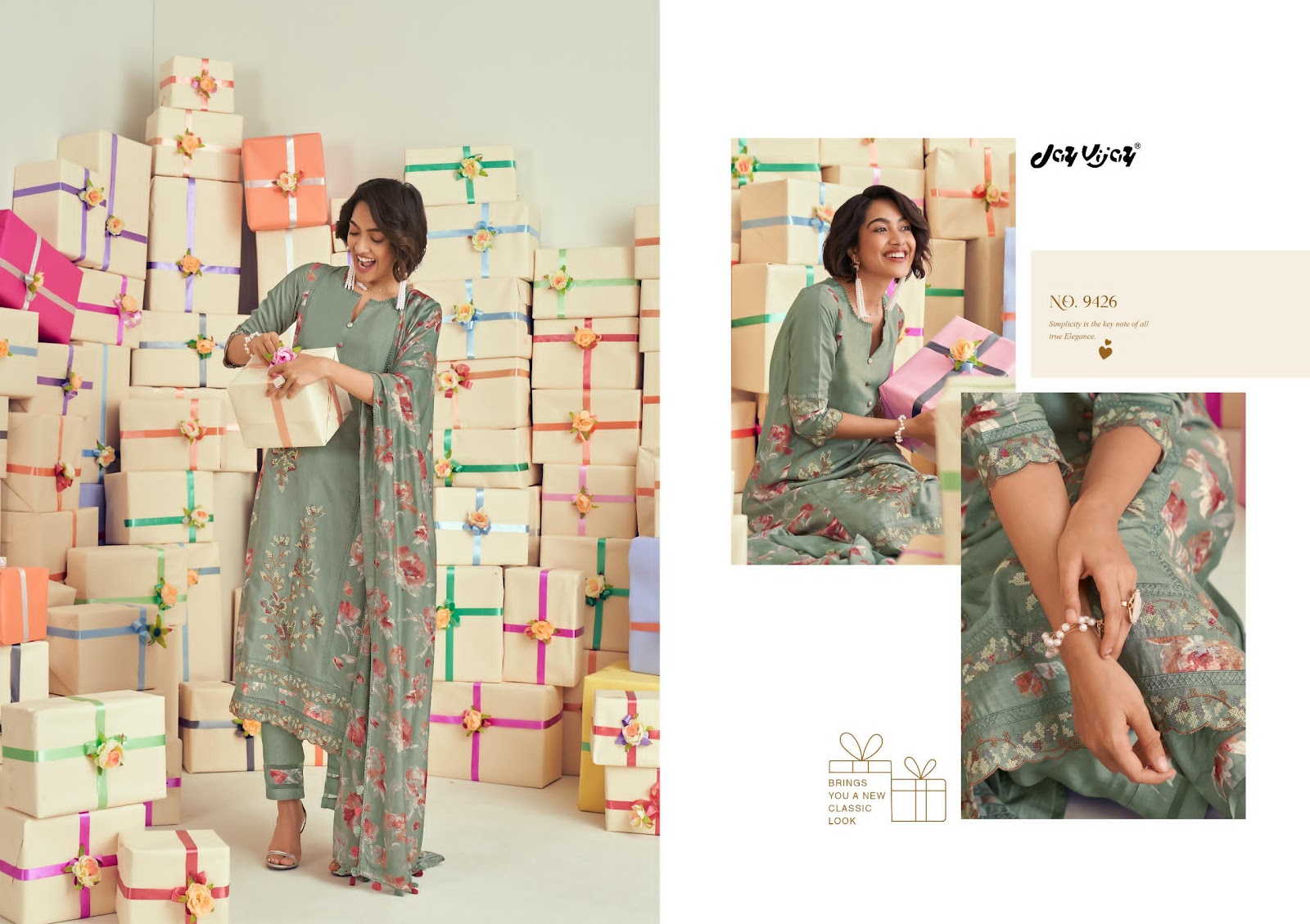 Uphaar Jay Vijay Muslin Silk Pant Style Suits Wholesale Price