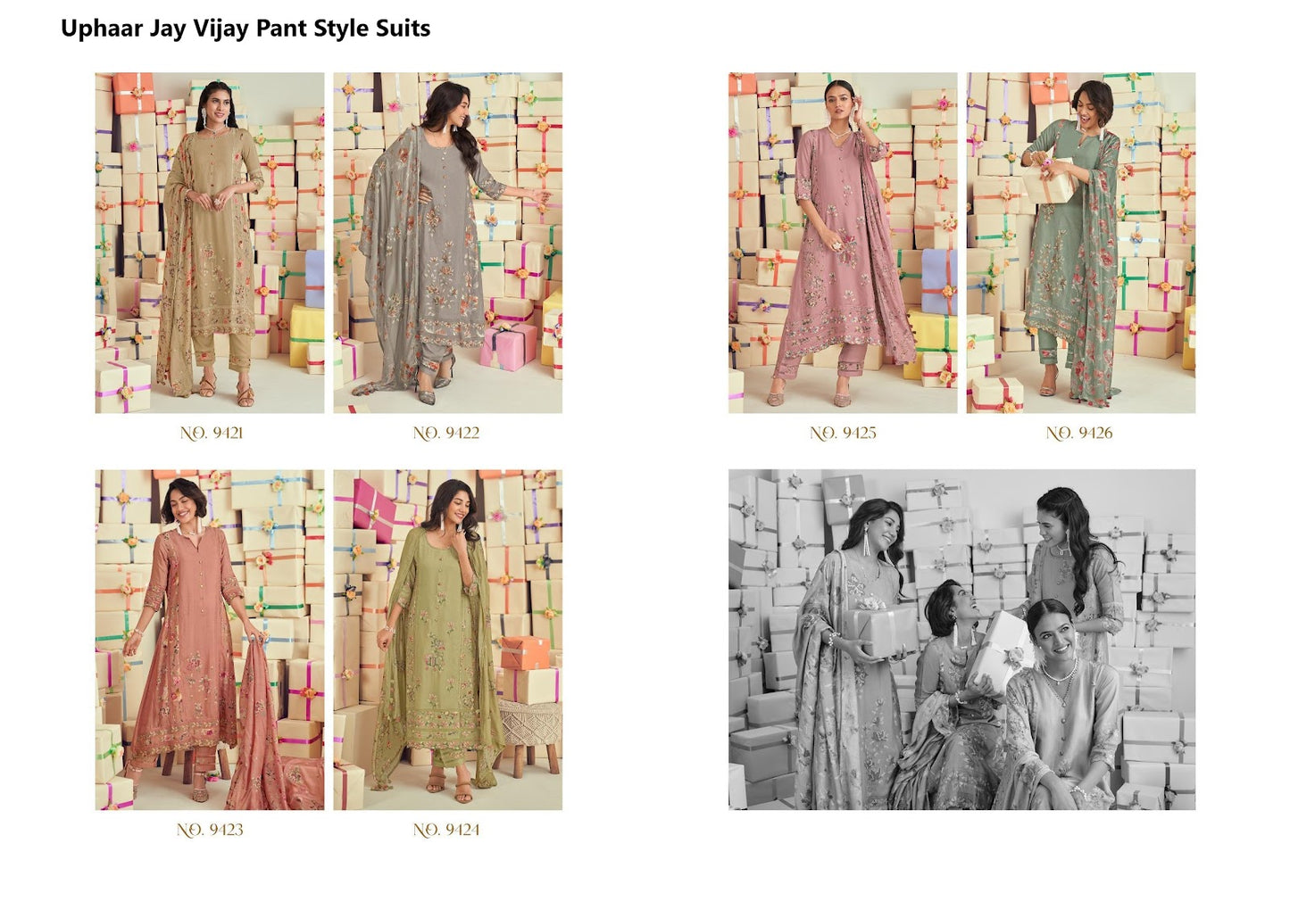 Uphaar Jay Vijay Muslin Silk Pant Style Suits Wholesale Price