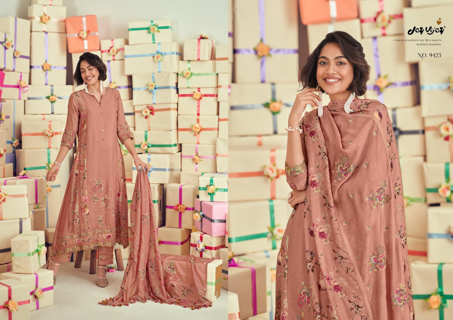 Uphaar Jay Vijay Muslin Silk Pant Style Suits Wholesale Price